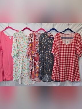 Lularoe Womans Plus Size 3x Lot Bundle Summer T SHIRTS Slinky Strechy 5 Items